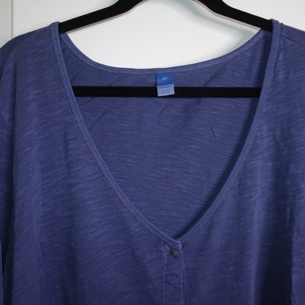 Brand New Old Navy Plus Size Button Down Short Sleeve V-Neck Jersey Tee - Picture 3 of 4